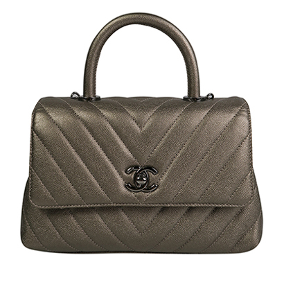 Mini Coco Handle, &pound;2,200, Handbags, Bronze, Caviar Leather, Front view